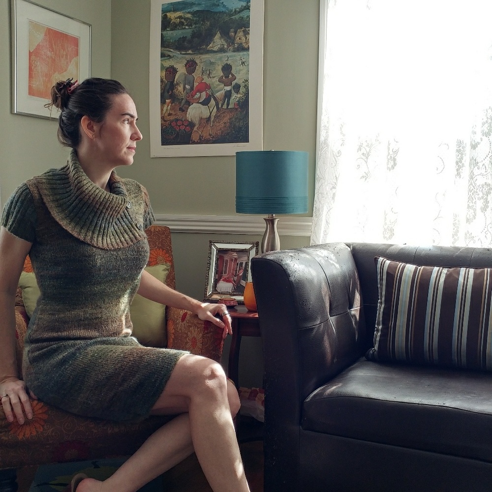 Ronni Nicole sweater dress in fall spectrum colors